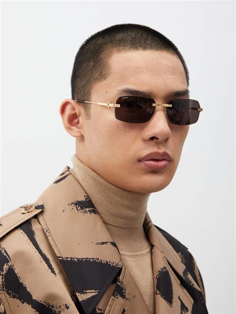 rectangular rimless sunglasses for mens